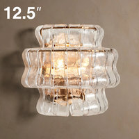 Applique murale de luxe 12,5 pouces en verre et cristal américain, style rétro haut de gamme, pour salon, chevet, escalier, chambre d'hôtel simple