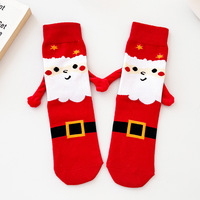 Tenir la main chaussettes élastique aimant main chaussettes dessin animé confortable coton mi-mollet chaussettes drôle cadeau pour le nouvel an noël
