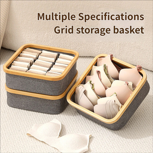 Wholesale Bamboo Storage Basket <strong>Stackable</strong> Durable Wardrobe <strong>Organizer</strong> for <strong>Bra</strong> and Socks - Product Image 2