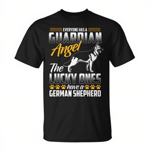 German Shepherd T-Shirt <b>Guardian</b> <b>Angel</b> Dog Lover <b>Gift</b> Black Medium - Product Image 2