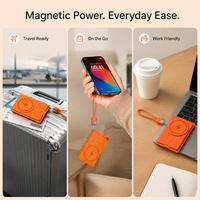 10000mAh Leder Magnetische Powerbank PD20W Eingebautes Lanyard-Kabel Tragbares Kabelloses Laden OEM/ODM Quellenfabrik B2B