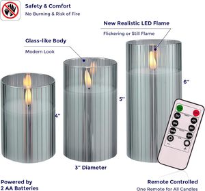 Ensemble de 3 bougies LED sans flamme en verre <span class=keywords><strong>avec</strong></span> télécommande, bougies artificielles vacillantes pour la décoration de la maison - Product Image 2
