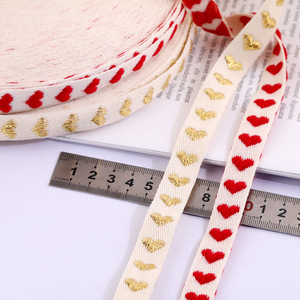 Red Heart Cotton <b>Ribbon</b> 1.5Cm Valentine'S Day Gift Decoration Craft Supply - Product Image 2