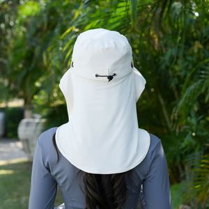 Wholesale <b>Summer</b> <b>Women</b> Sun <b>Hats</b> Neck Protection Breathable Ice Silk Fisherman's <b>Hat</b> Bucket <b>Hats</b> With Face Mask - Product Image 3