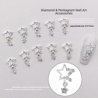 Nouveau design français luxueux, breloques 3D pour ongles, pendentif étoile brillant en cristal, breloques étoiles en métal non toxiques pour DIY