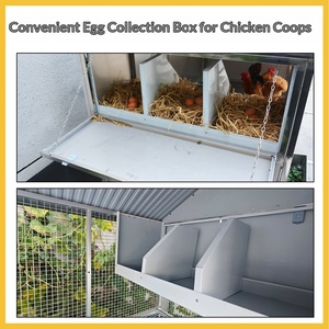 โรงเรือนเลี้ยงไก่โลหะขนาดใหญ่กลางแจ้ง พร้อมล้อเลื่อน ถาดขับถ่ายมูลไก่แบบถอดได้ง่าย เหมาะสำหรับฟาร์มหรือบ้านในสวนหลังบ้าน - Product Image 6