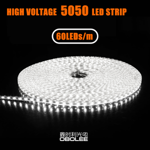 ไฟ LED แถบเดี่ยวสีเดียว 5050 220V 3000K 4000K 6000K 8 มม. 48D 60D แบบยืดหยุ่น ตัดได้ ใช้ในเชิงพาณิชย์และตกแต่งบ้าน กันน้ำ - Product Image 1