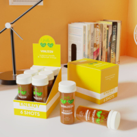 Produits les plus vendus Mini 2OZ 60ml 38MM ronde petite boisson en plastique jus boisson bouteille énergie gingembre bouteilles avec bouchons