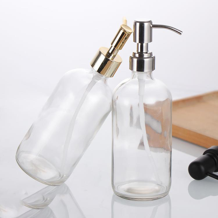 16ounce Thick Clear Glass Pint Jar Soap Dispenser with Matte Black Stainless Steel Pump