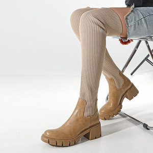 Bottes longues en tissu tricoté extensible, style luxueux, au-dessus du genou, pour femmes - Product Image 3