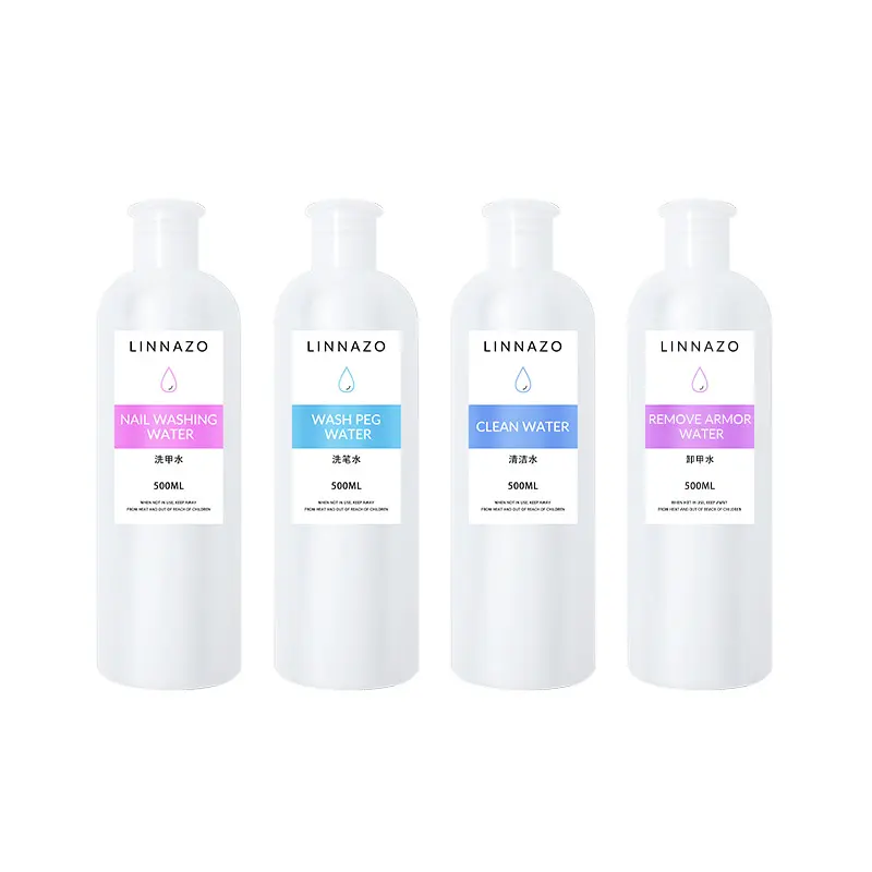 Venta al por mayor orgánico vegano 500ml líquido cuidado de las uñas eliminar agua limpia pluma lavado agua Uv Gel esmalte de uñas eliminar