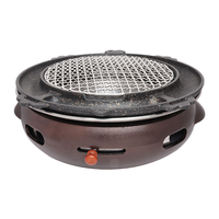 Parrilla de Carbón de Hierro Fundido y Cerámica - Parrilla de Mesa con Flujo de Aire Ajustable para Barbacoa Coreana, Camping y Jardín