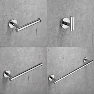 Bạc 4pcs phụ kiện phòng tắm Set phần cứng Kit Wall Mount tay khăn thanh giá nhà vệ sinh cuộn giấy chủ Robe Hook Hanger - Product Image 2