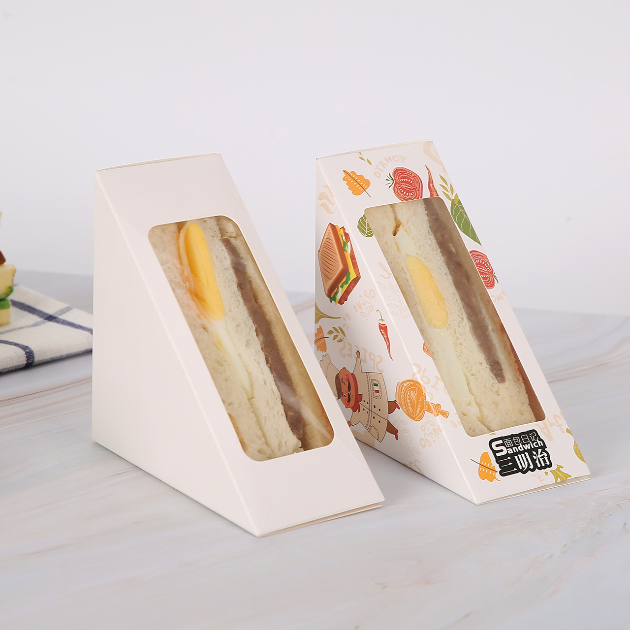 一次性定制快餐纸包装/三明治盒 - buy paper sandwich box
