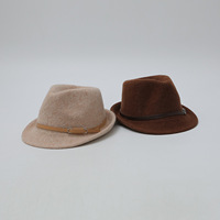 Chapeau Fedora à large bord en laine avec boucle de ceinture, chapeau Jazz pour hommes et femmes, chaud, style anglais, classique, rétro, unisexe, hiver