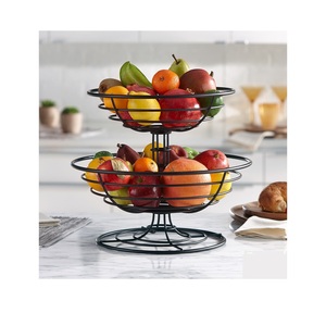 Cesta de fruta de metal hecha a mano de un solo nivel con soporte Cestas de almacenamiento de utensilios de cocina de nuevo diseño - Product Image 2