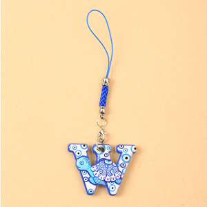 Llavero de resina con ojo turco azul y letras del alfabeto, con tortuga marina, estilo bohemio, para decoración de bolsos, venta al por mayor - Product Image 3