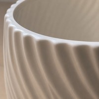 Pot de fleurs décoratif blanc ondulé à bords festonnés avec support à roulettes en résine, grand format, pour intérieur, extérieur, maison, bureau