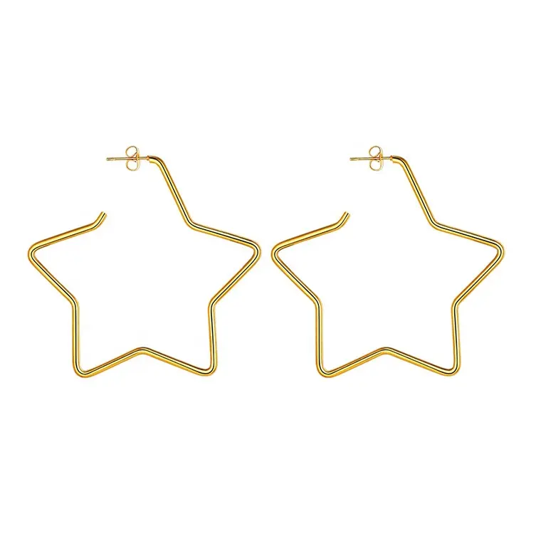 Brincos de aretes, Gemnel 2020 joias aretes 316l brinco cirúrgico de aço cirúrgico grande estrela brincos de argola