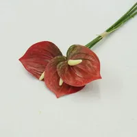 Bunga Anthurium Buatan Tangan dari Plastik Buatan, Buket Pengantin, Dekorasi Pernikahan, Dekorasi Pesta Liburan, Hiasan Rumah