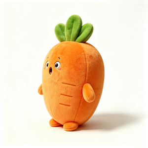 Peluche de carotte ronde personnalisable avec bras et jambes, coussin en peluche de carotte orange doux avec feuilles - Product Image 6