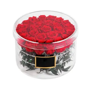 Высокое качество акриловая Роза цветочная коробка круглая коробка для цветка