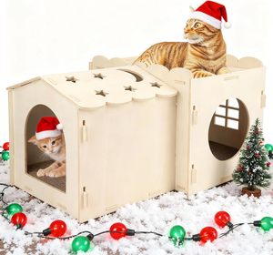 Calming Felt Cat Den – Scratch Resistant Enclosed Foldable Cat <b>Bed</b> & Indoor Play Tunnel - Product Image 1