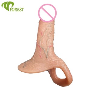 Wiederverwendbarer Geformter Silikon-<span class=keywords><strong>Dildo</strong></span> mit Penishülle-Verlängerung Zwei-in-Eins Erwachsenenspielzeug - Umweltfreundlich Weich Wasserdicht & Tragbar - Product Image 6