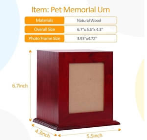 Urne Cinerarie in Legno all'Ingrosso con Portafoto per Animali Domestici Scatola Ceneri per Gatto e Cane Forniture Funebri Commemorative Cofanetto per Conservazione Ceneri Animali - Product Image 3