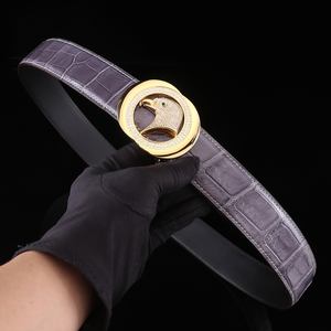 Ceinture de luxe personnalisée pour homme, boucle en acier, largeur 3,8 cm, longueur 100-120 cm, en cuir de crocodile brillant Nile, durable et légère - Product Image 5