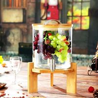 Cylindre en verre borosilicate de qualité alimentaire 8L transparent avec robinet, logo personnalisé moderne, distributeur d'eau et de thé, seau rafraîchissant d'été pour fêtes