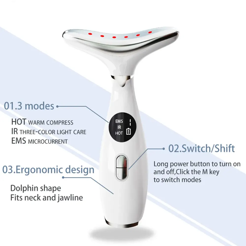 3 in 1 EMS Led Light Photon Skin Rejuvenation Wrinkle Remover Facial Neck Tightening Lifting Beauty Device