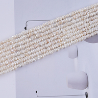 Perles d'eau douce naturelles en vrac de 3-4 mm, forme bouton, enfilées, vente en gros