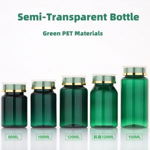Bouteille de médecine verte PET directe d'usine de 80ml avec capacité en plastique 80cc de bouchon à vis en or brillant - Product Image 2