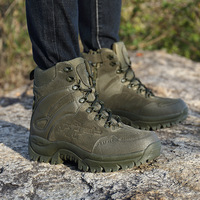 Bottes tactiques d'extérieur pour hommes, bottes tactiques à lacets à tige haute, en cuir artificiel, modèle A09, livraison directe disponible