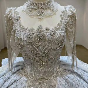 Vestido de Novia Elegante con Cuentas y Cristales, Escote Corazón, Encaje y Borlas, Modelo Lsjj88 - Product Image 3