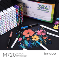 Ensemble de stylos marqueurs acryliques à pointe pinceau Languo 384 couleurs