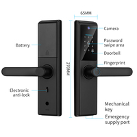 Kunci Pintu Pintar dengan Kamera, Kontrol WiFi via Aplikasi, Sidik Jari, Kartu Kunci, Kode Sandi, dan Pegangan, Harga Pabrik, Tuya Smart Home