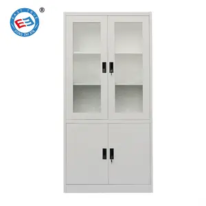 Office Equipment Metal Cupboard 4 Door Swing Glass Storage Cabinet