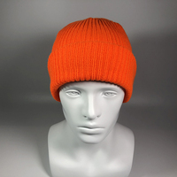 Gorro de Punto Acrílico de Alta Calidad OEM para Hombre, Personalizable con Bordado, Color Naranja Brillante, Gorro de Caza para Adultos