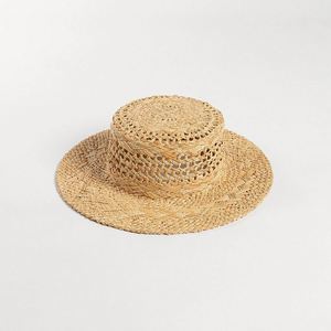 New Portable Handmade Silk Screen Printed Hollow Out Wide Brimmed Straw Ring Top Hat for Promotional Use - Product Image 2