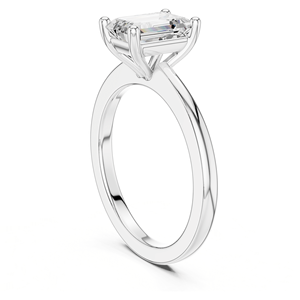 Anillo Solitario Clásico de Esmeralda en Oferta, Anillo de Compromiso y Boda de Moissanita, Chapado en Plata de Ley 925, Aniversario de Lujo - Product Image 5