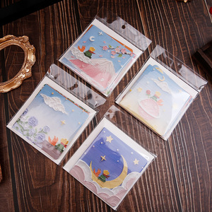 Biglietto di ringraziamento piccolo dipinto a mano in stile pittura a olio, con la rosa del Piccolo <span class=keywords><strong>Principe</strong></span> e un messaggio di benedizione pieghevole - Product Image 4