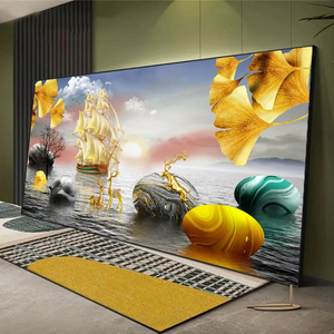 Arte della parete di lusso moderno <span class=keywords><strong>poster</strong></span> di arte del cervo albero dorato tela pittura nordica paesaggio murale soggiorno decorazione della casa pittura - Product Image 1