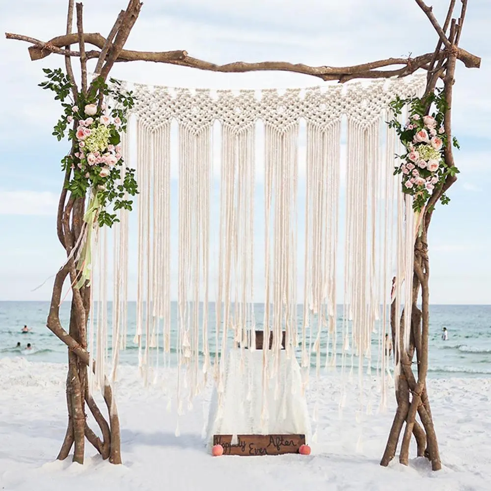 OurWarm 100x115 см хлопковая веревка настенный макраме свадебный фон для Бохо свадебное украшение