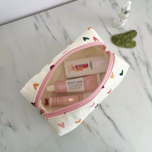 Custom Eco-Friendly Hearts Cotton Makeup Pouch Travel Zipper <b>Storage</b> for Bags Ladies Cute Cosmetic Organizer Bridesmaid - Product Image 2