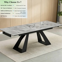 Table à manger en céramique OKAY, surface polie, matériau de qualité supérieure, table à manger moderne haut de gamme, minimaliste, plateau en pierre frittée