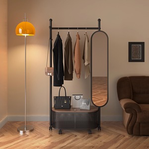 Tangke porte-manteau moderne en métal pleine longueur miroir de Style crème mobile Simple <span class=keywords><strong>cintre</strong></span> intégré miroir d'habillage maison - Product Image 6