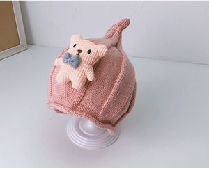 <span class=keywords><strong>Bonnet</strong></span> Bébé Automne/Hiver Garçons Filles Motif Animal Mignon Tête d'Ours Torsadée en <span class=keywords><strong>Laine</strong></span> Tricotée avec Cache-Sucette - Product Image 5