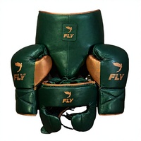 Guantes de Boxeo Profesionales de Cuero, Nuevos, con Protector de Cabeza e Ingle, Transpirables, Duraderos, Verde Dorado, Látex para Boxeo y Sanda